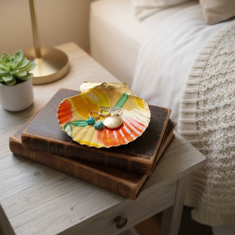 Vintage Citrus Fruit Botanical Trinket Dish